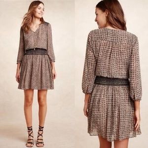 Anthropologie Black and Brown Patterned Dress